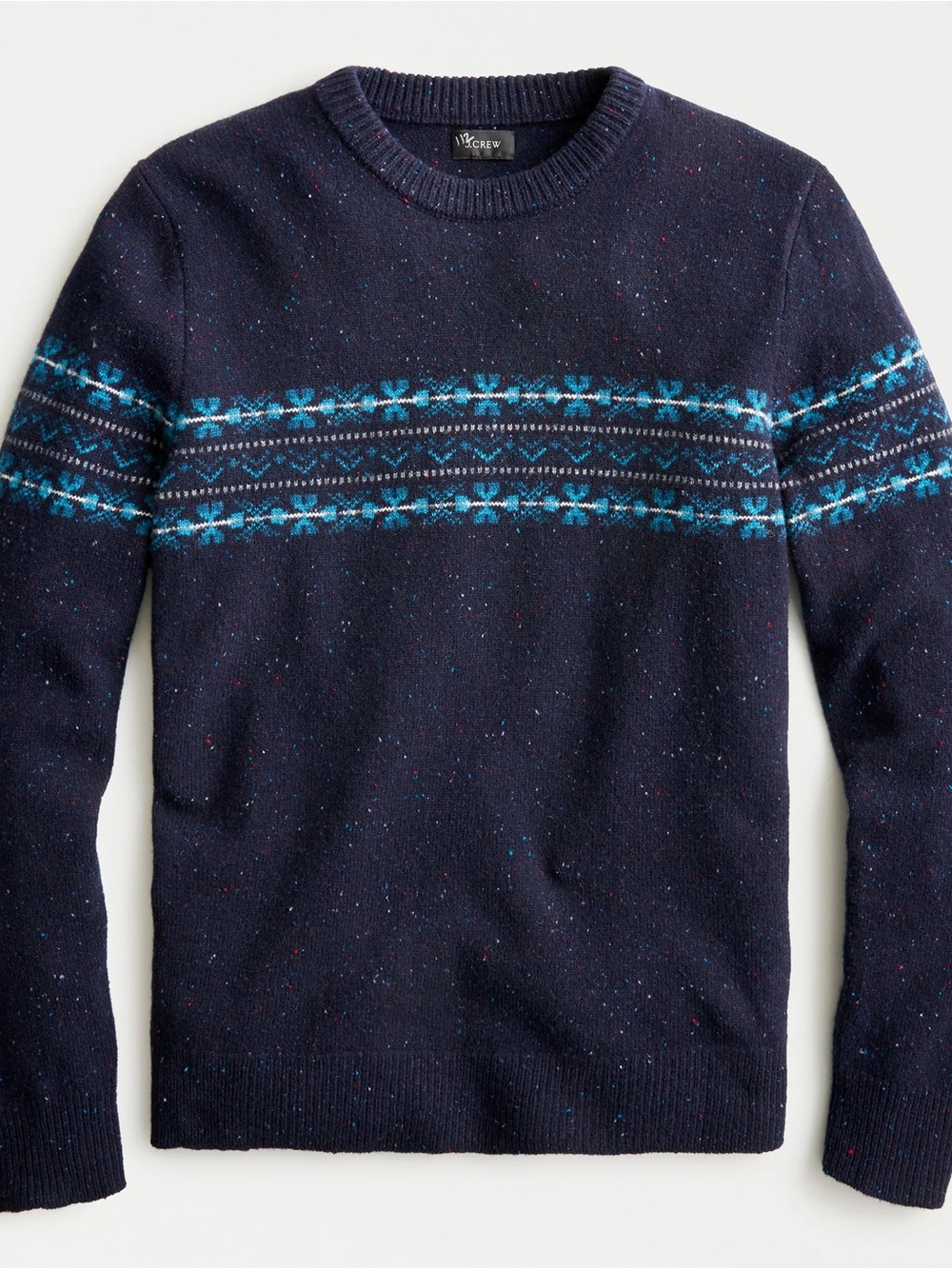 J. Crew Navy Fair Isle donegal crewneck sweater